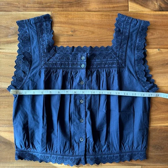 Doen Navy Blue Lace Blouse - Picture 3 of 5